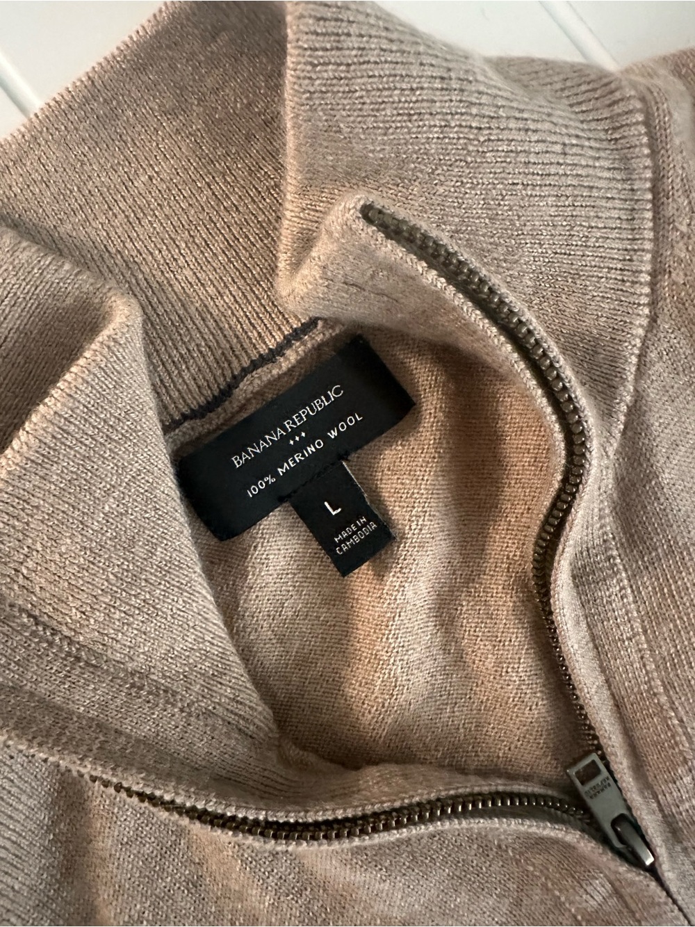 Banana Republic Merino Wool Half-Zip Sweater - Taupe